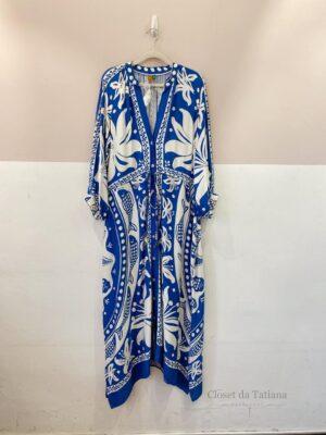 Vestido Longo Estampa Azul Farm | Tam: M