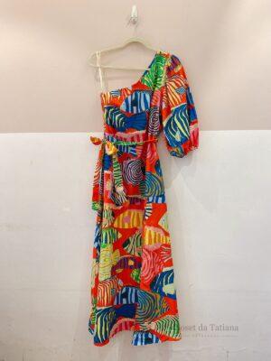 Vestido Colorido Peixes Ombro Só Farm | Tam: GG