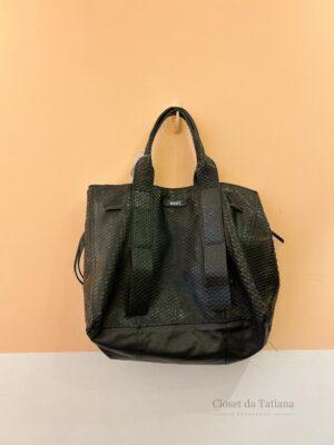 Bolsa Grande Preta Couro Cobra Schutz