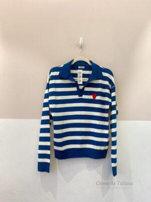 Blusa Tricot Listrada Azul Dupla | Tam: G