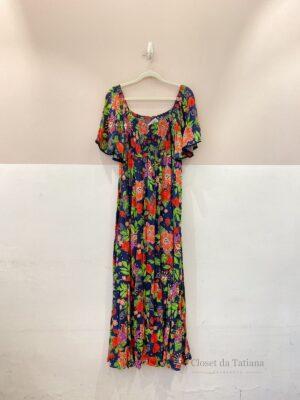 Vestido Midi Busto Lastéx Estampado Cantão | Tam: GG