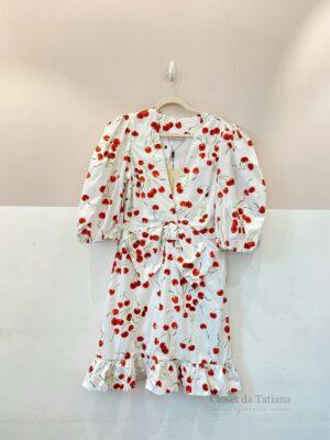 Vestido Midi Branco Cerejas | Tam: G