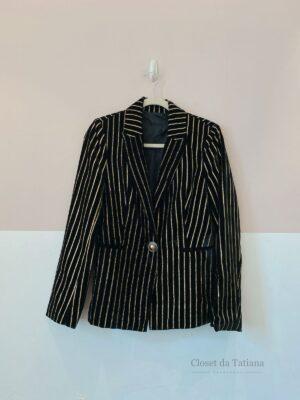 Blazer Veludo Listras Douradas Eva | Tam: 36