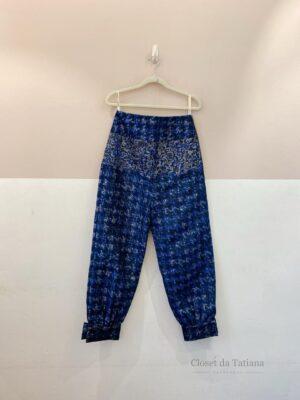 Calça Tecido Brocado Azul A. Niemeyer | Tam: 36