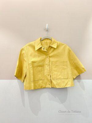 Blusa Curta Couro Amarelo L’Cecci | Tam: PP