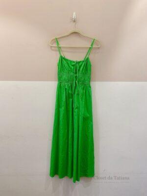 Vestido Midi Verde Busto Drapeado Up22 | Tam: PP