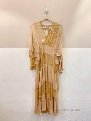 Vestido Longo Bege Renda Zara | Tam: M