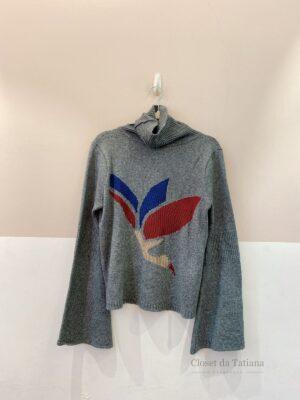 Casaco Lã Cinza Estampado Maria Filó | Tam: G