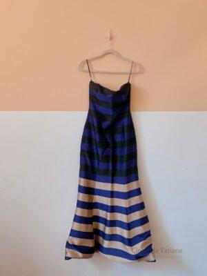 Vestido Longo Listras Azuis Animale | Tam: P