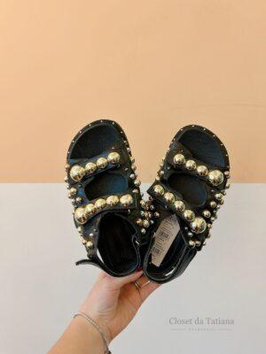 Papete Preta Tachas Douradas Shoe A Shoe | Tam: 34