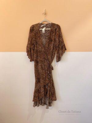 Vestido Envelope Onça Seda Ateen | Tam: 40