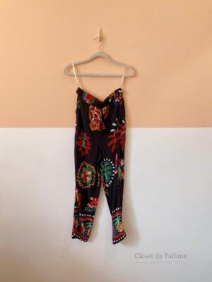 Calça Preta Estampada Farm | Tam: P