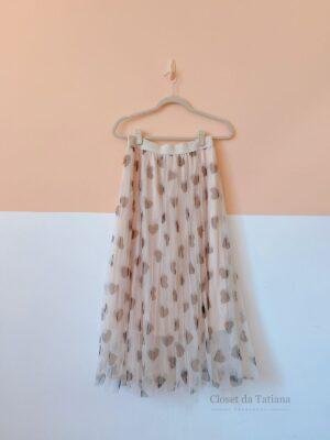 Saia Midi Tule Off Corações Vivian Fashion | Tam: GG