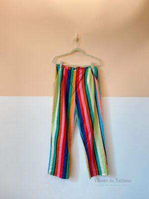 Calça Listrada Colorida Dress To | Tam: 42