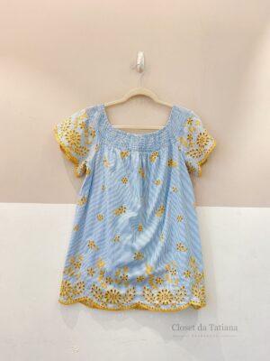 Vestido Curto Azul Bordado Zara | Tam: M