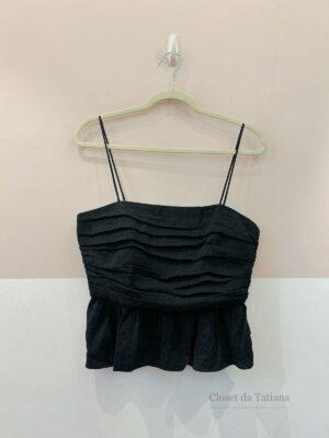 Top Preto Pregas Peplum Animale | Tam: 40