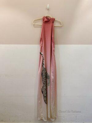 Vestido Midi Acetinado Onça Tig | Tam: 44