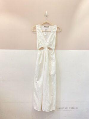 Vestido Midi Off White Recortes Zara | Tam: P