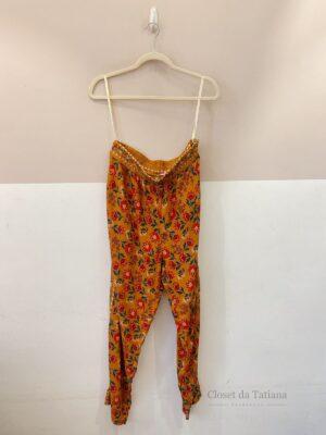 Calça Marrom Floral Farm | Tam: GG