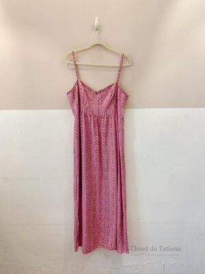 Vestido Midi Rosa Floral Maria Filó | Tam: GG