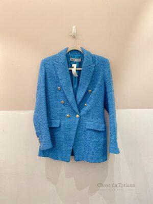 Blazer Tweed Azul Zara | Tam: P