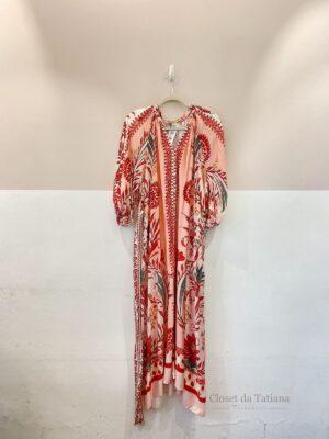 Vestido Midi Rosa Estampado Farm | Tam: P