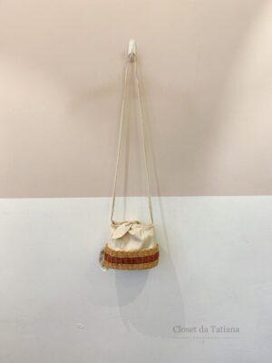 Bolsa Tiracolo Couro E Vime