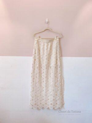 Saia Midi Crochet Off White C&A + Patbo | Tam: M