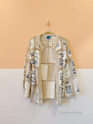 Kimono Tricot Off Estampa Azul Cruise | Tam: M