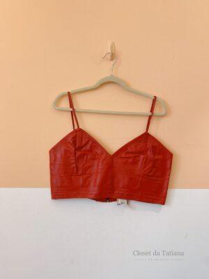 Top Couro Vermelho Uzee | Tam: G
