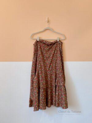 Saia Midi Verde Estampado Lulyra | Tam: P