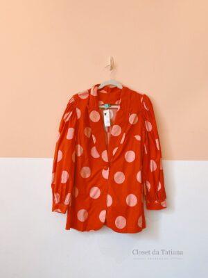 Blazer Vermelho Bolas Rosas Farm | Tam: P