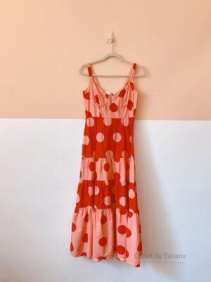Vestido Bolas Rosa E Vermelho Farm | Tam: M