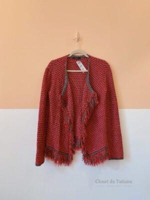 Cardigan Tricot Rosa Franjas Animale | Tam: G