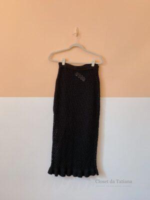 Saia Tricot Furadinha Preta Valônia Veras | Tam: P