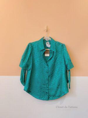 Camisa Verde Acetinada Onça Nk | Tam: 36