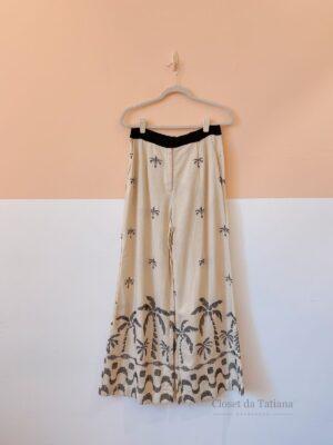 Calça Bege Bordados Cós Dress To | Tam: 40