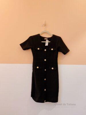Vestido Tricot Preto Botões Hush | Tam: G