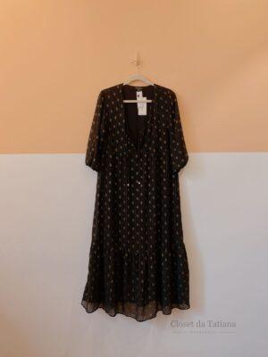 Vestido Preto Brilhos Dourados Zinzane | Tam: G