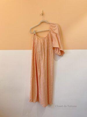 Vestido Ombro Só Listrado Laranja Dye Me | Tam: G