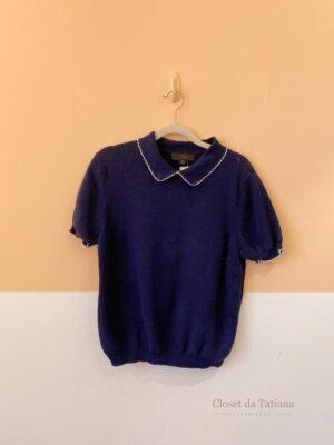 Blusa Tricot Azul Gola Zara | Tam: G