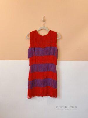 Vestido Franjas Vermelho E Roxo Nk | Tam: 38