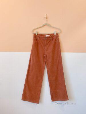 Calça Veludo Cotelê Marrom Maria Filó | Tam: 40