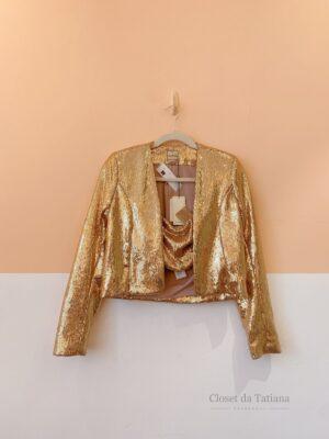 Conjunto Blazer E Top Dourado Aquarella | Tam: PP