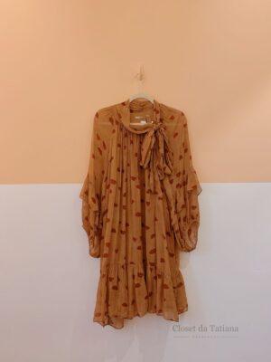 Vestido Fluído Marrom Bocas Open | Tam: GG