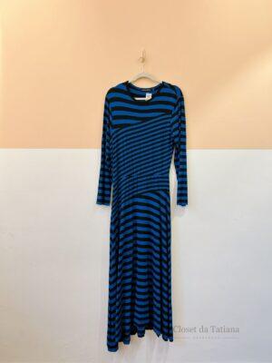 Vestido Malha Listras Azuis Andrea Marques | Tam: 44