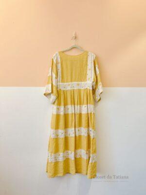 Vestido Amarelo E Off Bordados Wai Wai + Betina De Luca | Tam: M