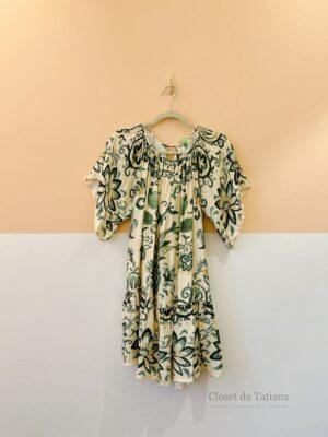 Vestido Curto Estampa Verde Farm | Tam: P