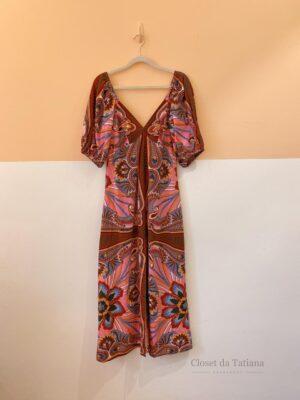 Vestido Estampado Rosa Farm | Tam: P