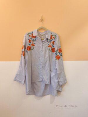 Camisa Azul Bordados Zara | Tam: M